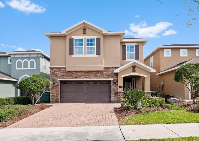 view of front of house with a garage