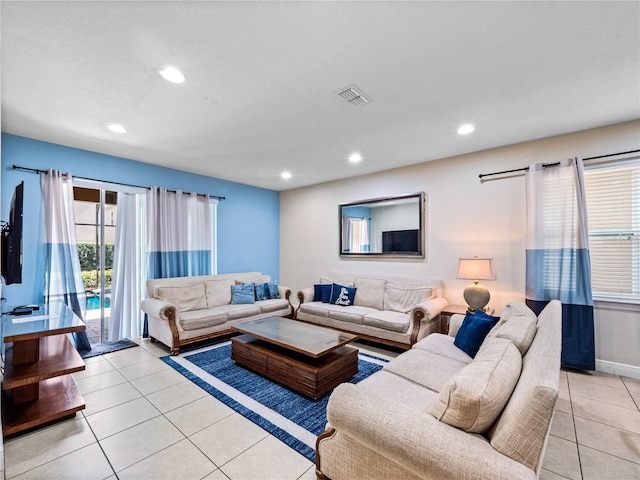 view of tiled living room