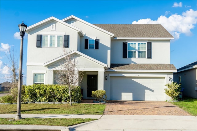 front facade with a garage