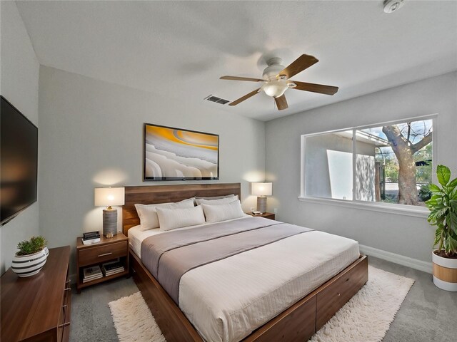 662 Lake Dr, Altamonte Springs, FL 32701 - bedroom with carpet floors, visible vents, baseboards, and a ceiling fan