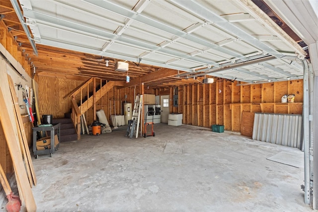 garage featuring electric water heater