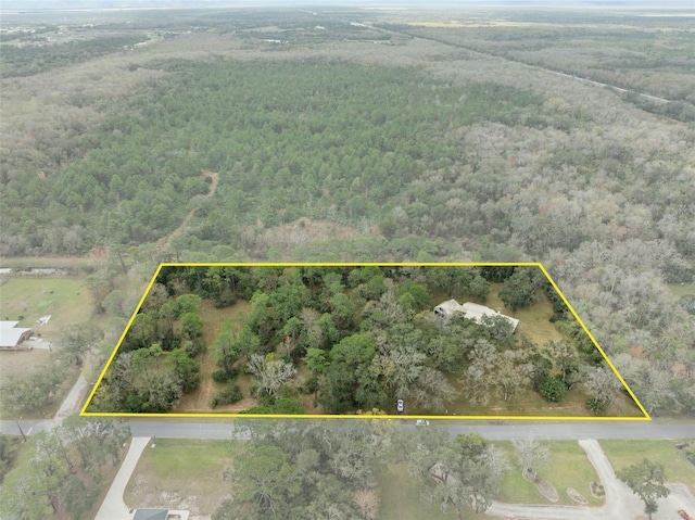 bird's eye view with a view of trees
