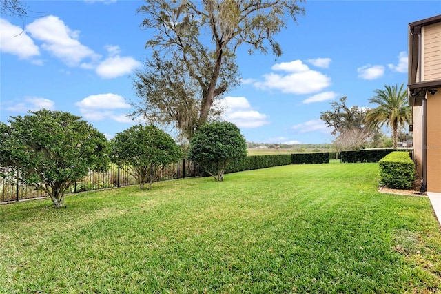 view of yard with a fenced backyard