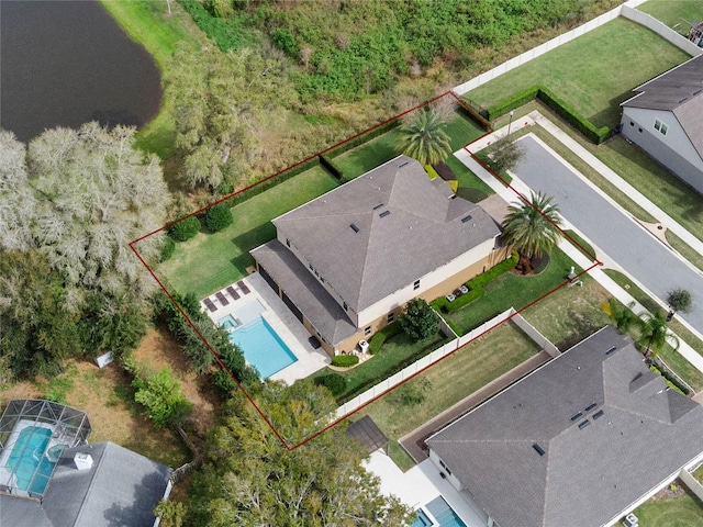 aerial view with a residential view