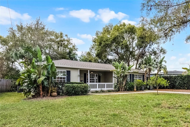 single story home with a front yard