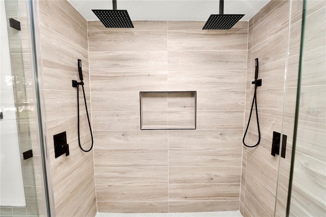 bathroom with a stall shower