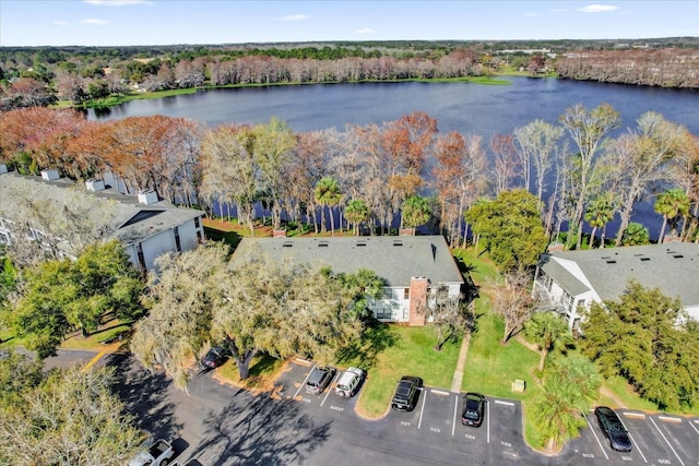 bird's eye view featuring a water view