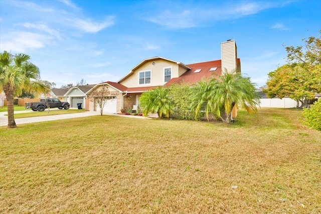 5108 Avignon Ct, Orlando, FL 32839 - view of front of house with concrete driveway, a chimney, an attached garage, and stucco siding