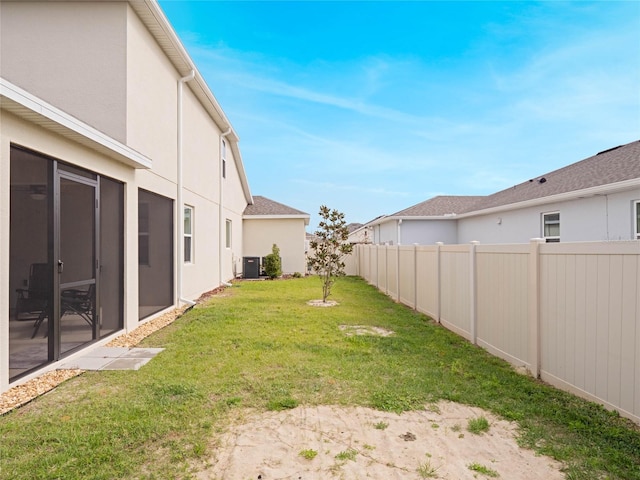 view of yard featuring a fenced backyard