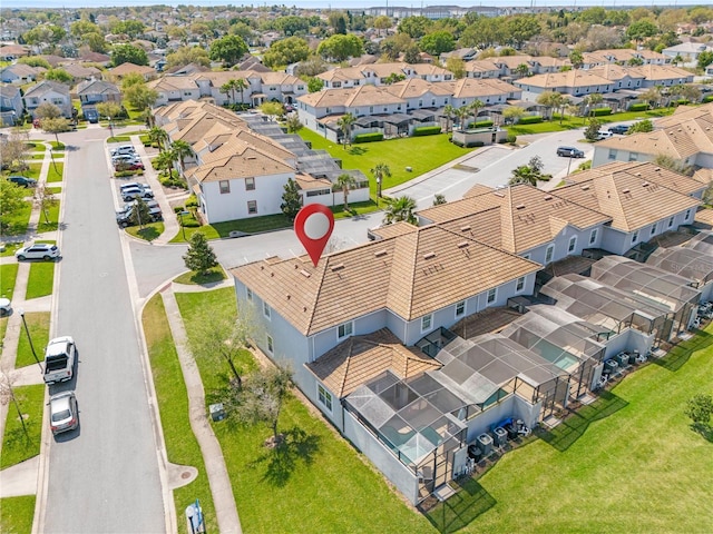 drone / aerial view with a residential view