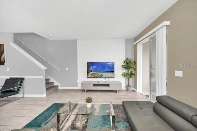 9017 Dogleg Dr, Davenport, FL 33896 - tiled living area with stairway and baseboards