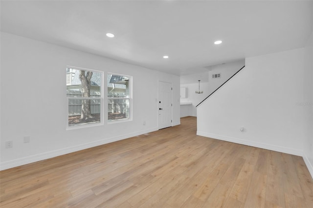 interior space with light hardwood / wood-style floors