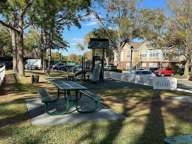 view of property's community with a playground