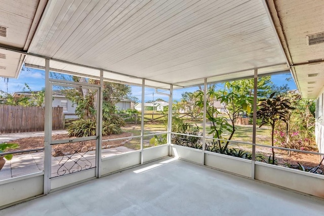 view of unfurnished sunroom