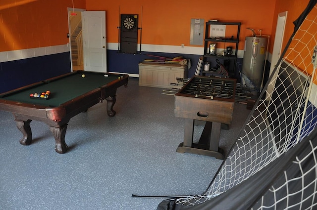 913 Henley Cir, Davenport, FL 33896 - rec room with electric water heater, pool table, and electric panel