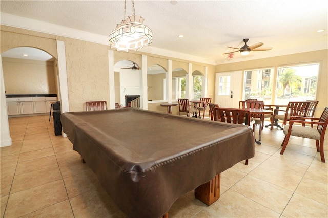 626 Orange Dr Unit 242, Altamonte Springs, FL 32701 - game room featuring ceiling fan, a textured ceiling, and light tile patterned floors