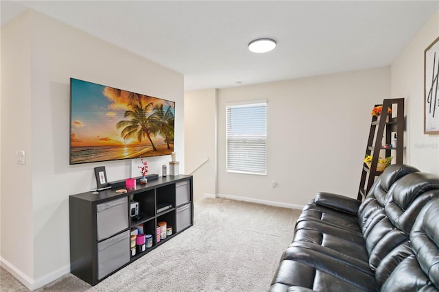 living room with light carpet