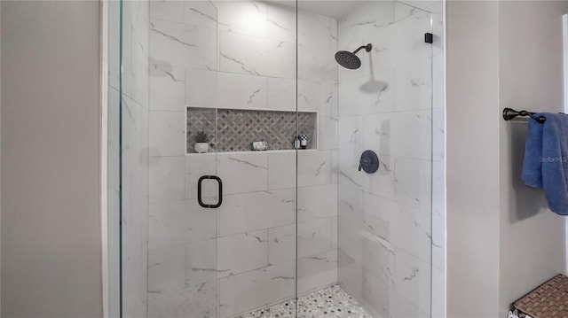 bathroom with a stall shower