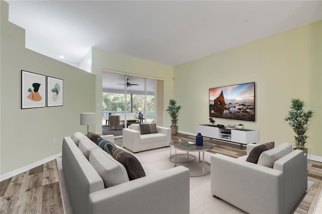 living room featuring light hardwood / wood-style flooring