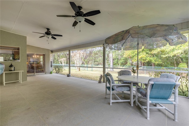 sunroom / solarium with lofted ceiling