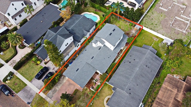 aerial view with a residential view