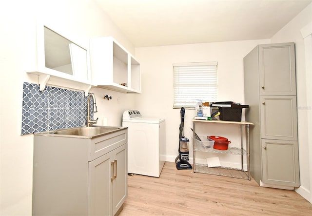 1611 Chestnut Ave, Winter Park, FL 32789 - laundry area featuring light wood-style floors, a sink, and baseboards