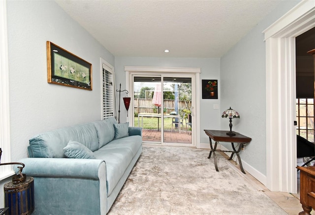 1611 Chestnut Ave, Winter Park, FL 32789 - living area featuring wood finished floors, plenty of natural light, a textured ceiling, and baseboards