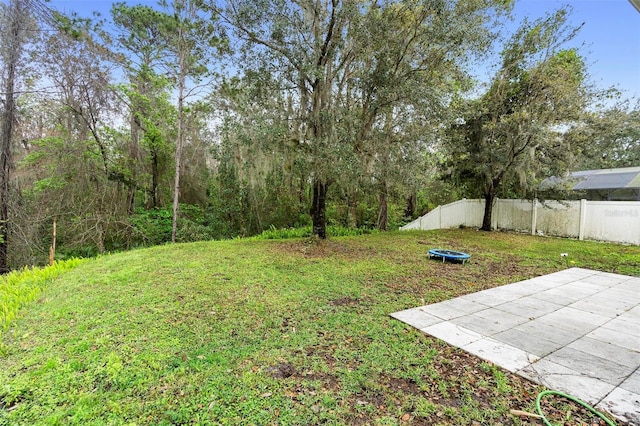 view of yard featuring a patio area and fence