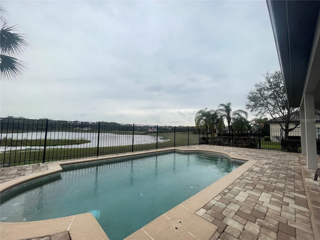 view of pool with a patio area, a fenced backyard, and a fenced in pool