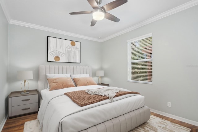 981 Galway Blvd, Apopka, FL 32703 - bedroom featuring baseboards, wood finished floors, ceiling fan, and ornamental molding