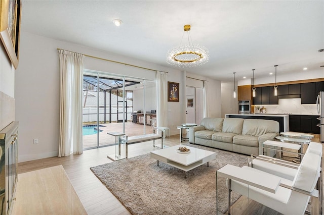 living room featuring light hardwood / wood-style floors