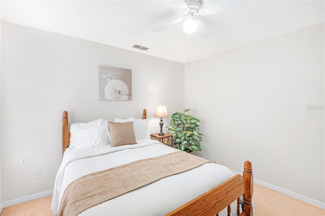 bedroom with carpet floors and ceiling fan