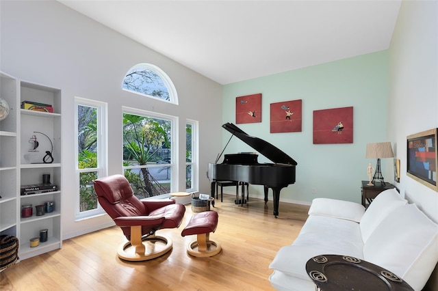 living area featuring light wood-type flooring