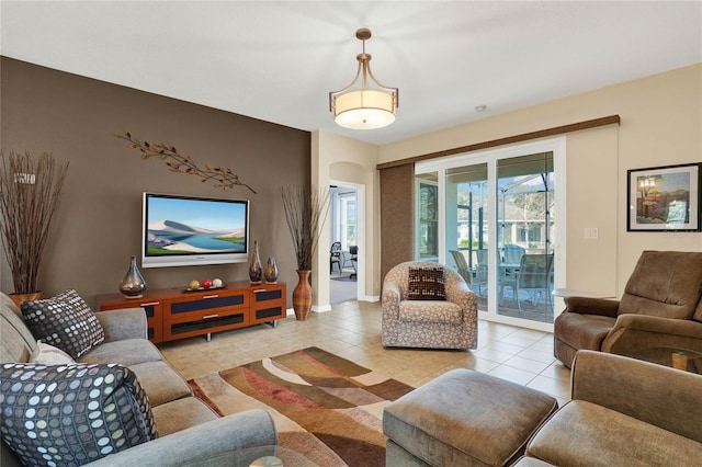 view of tiled living room