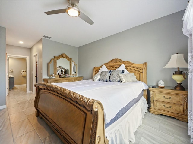 bedroom featuring ceiling fan