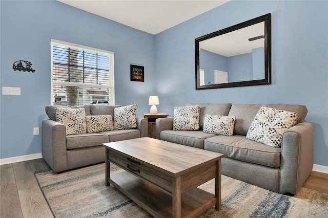 living room with wood-type flooring