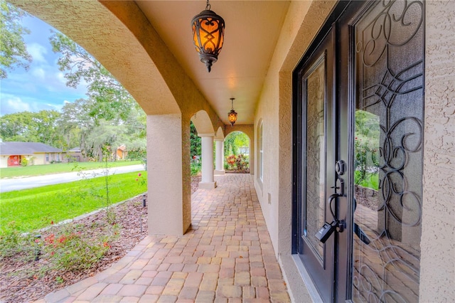 view of patio featuring french doors