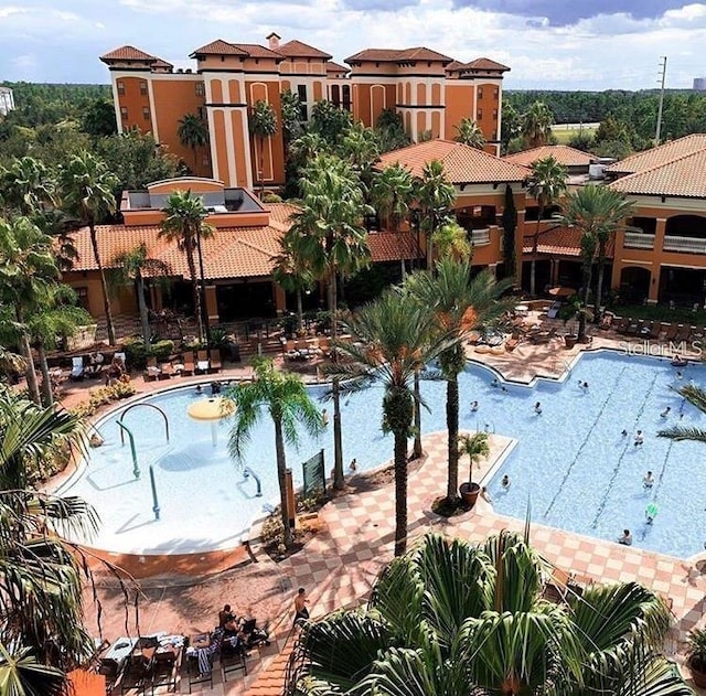 pool featuring a patio area