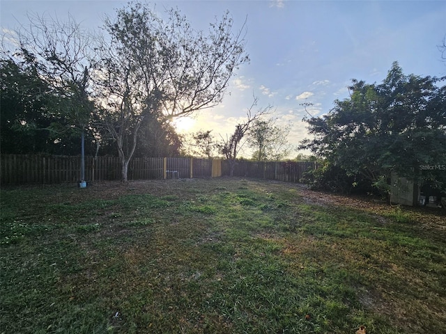 view of yard at dusk