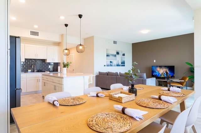 dining area with sink