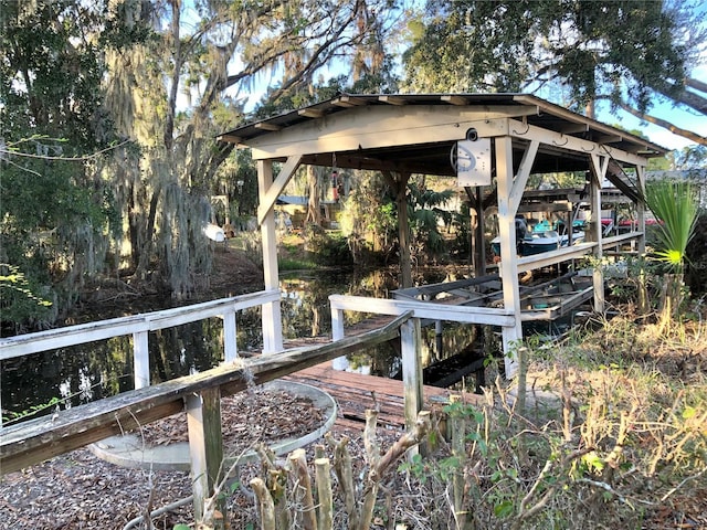 dock area with a gazebo