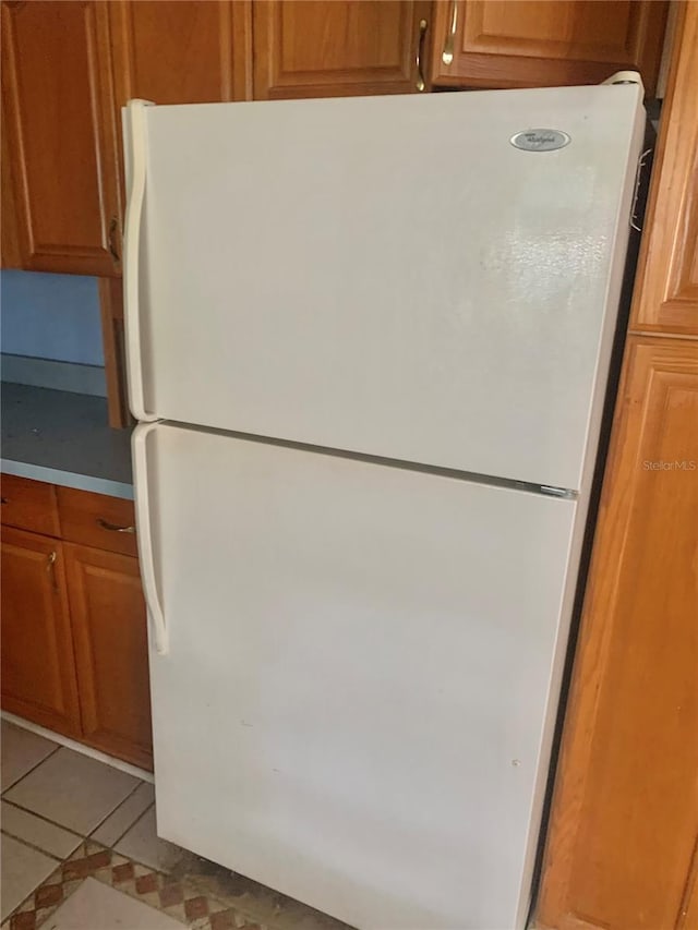 kitchen featuring white fridge