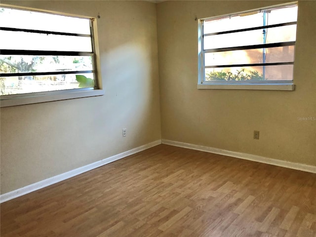 spare room with hardwood / wood-style floors