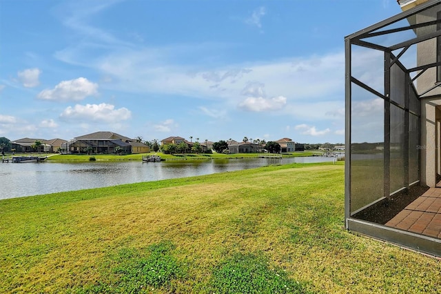 view of water feature with a residential view