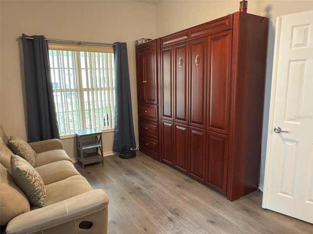 living area featuring light hardwood / wood-style flooring