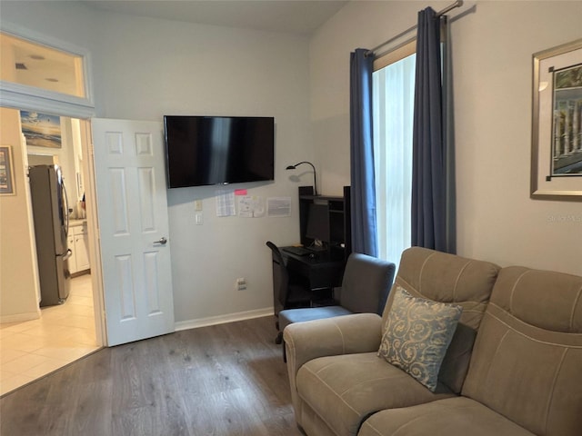 living room featuring light hardwood / wood-style floors