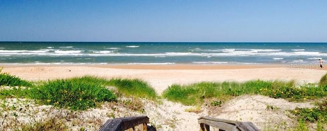 property view of water featuring a view of the beach