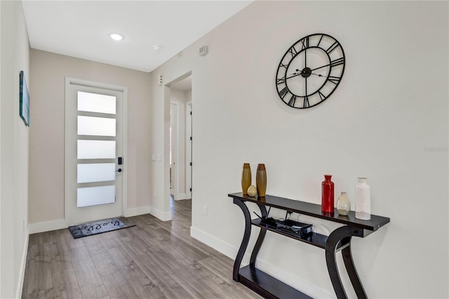 foyer featuring light wood-type flooring