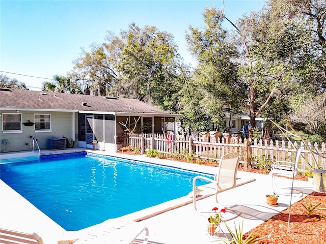 view of pool featuring central AC