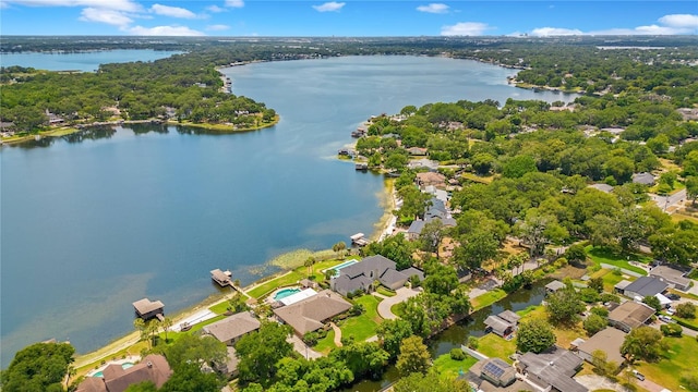 bird's eye view with a water view and a residential view